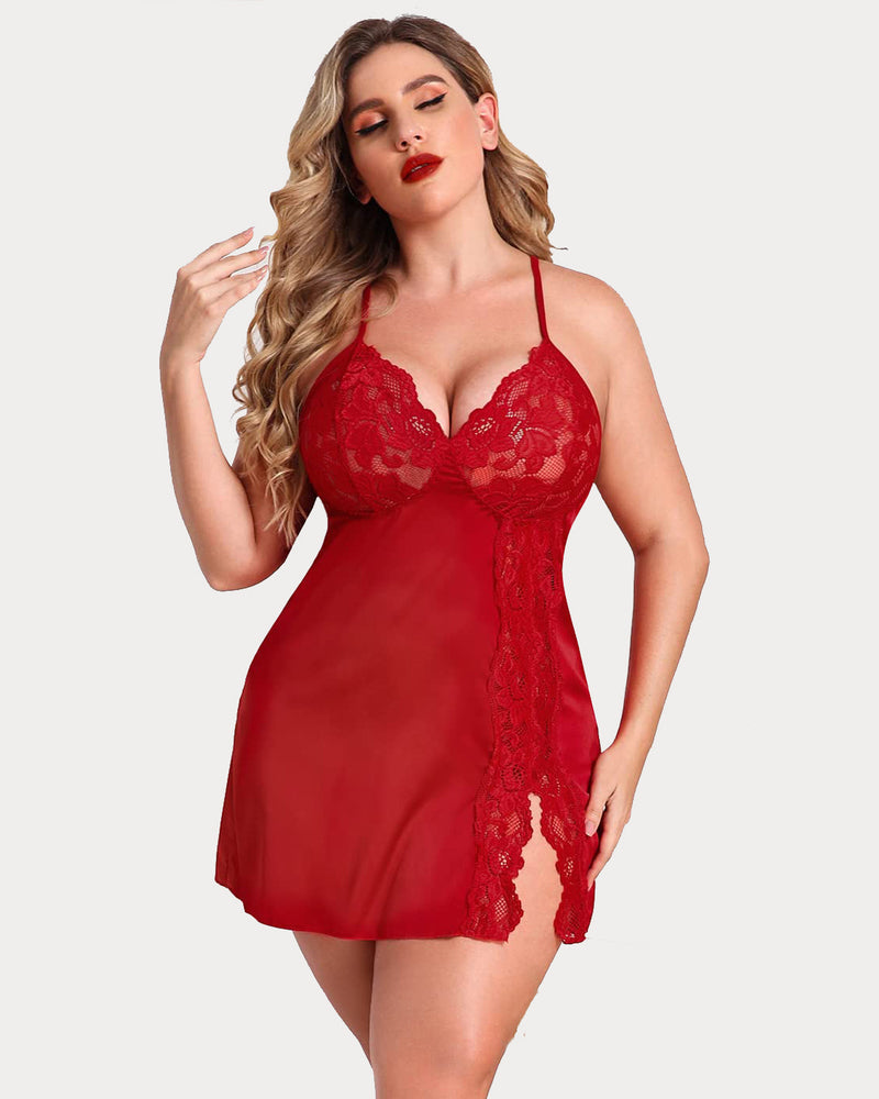 Plus Size Christmas Satin Nightgown