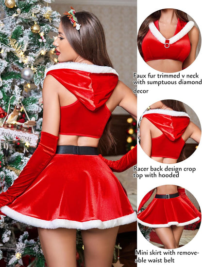 2 Piece Crop Top Mini Skirt Set With Hooded