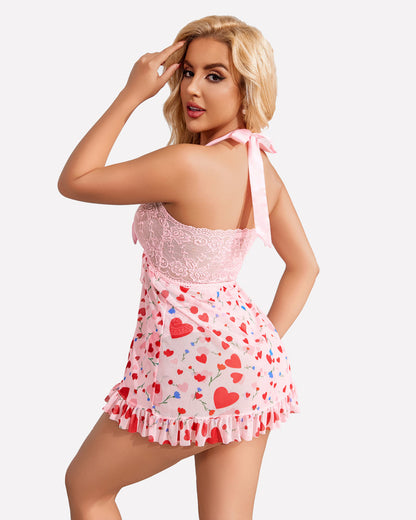 Open Front Halter Nighty