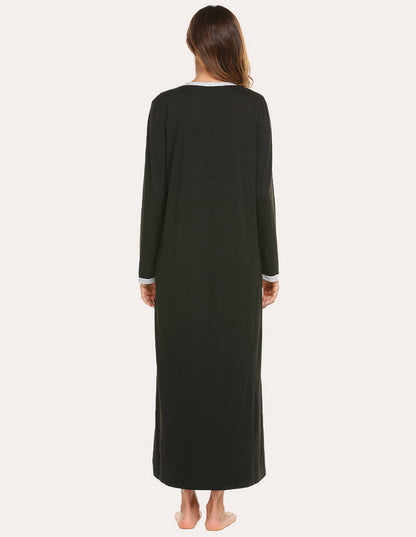 Long Sleeve Front Pleated Nightgown (US Only)