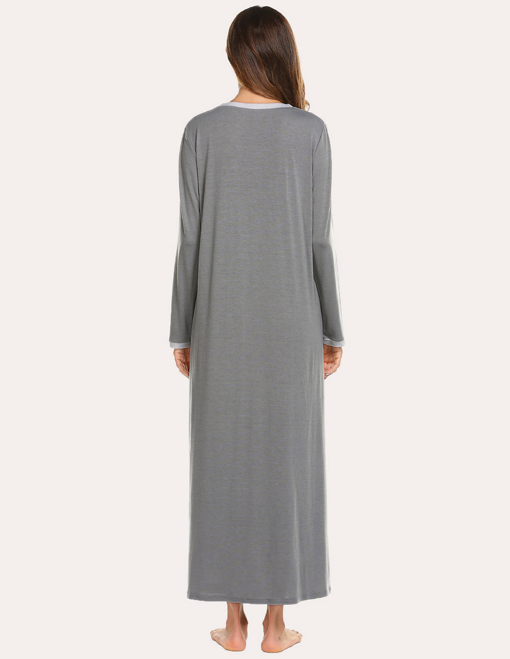 Long Sleeve Front Pleated Nightgown (US Only)