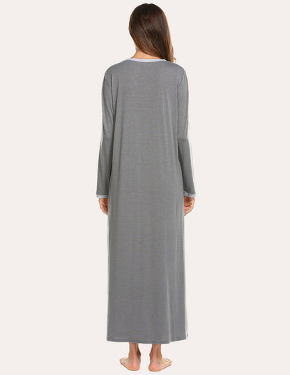 Long Sleeve Front Pleated Nightgown (US Only)