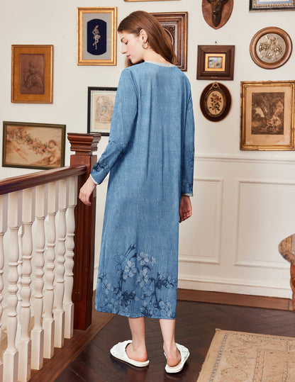 Long Sleeve Front Pleated Nightgown (US Only)