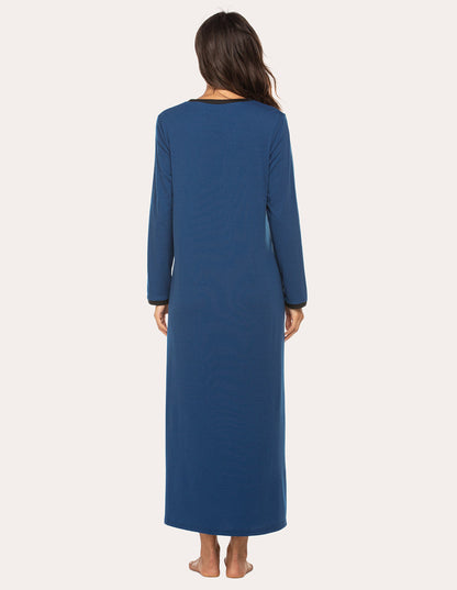 Long Sleeve Front Pleated Nightgown (US Only)