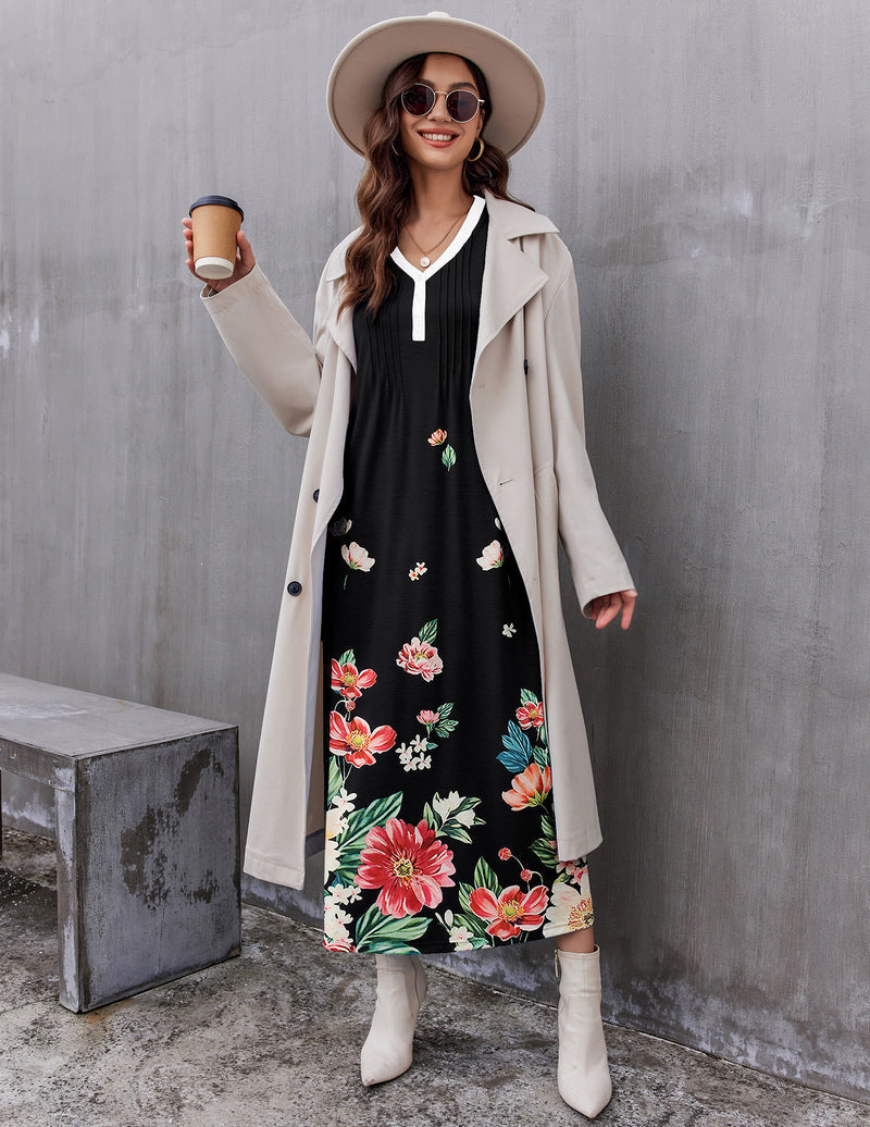 Long Sleeve Front Pleated Nightgown (US Only)