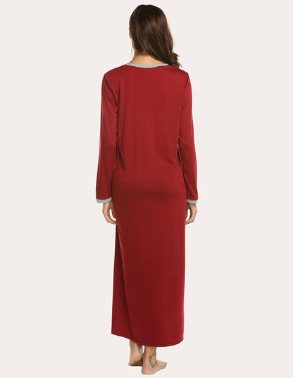 Long Sleeve Front Pleated Nightgown (US Only)