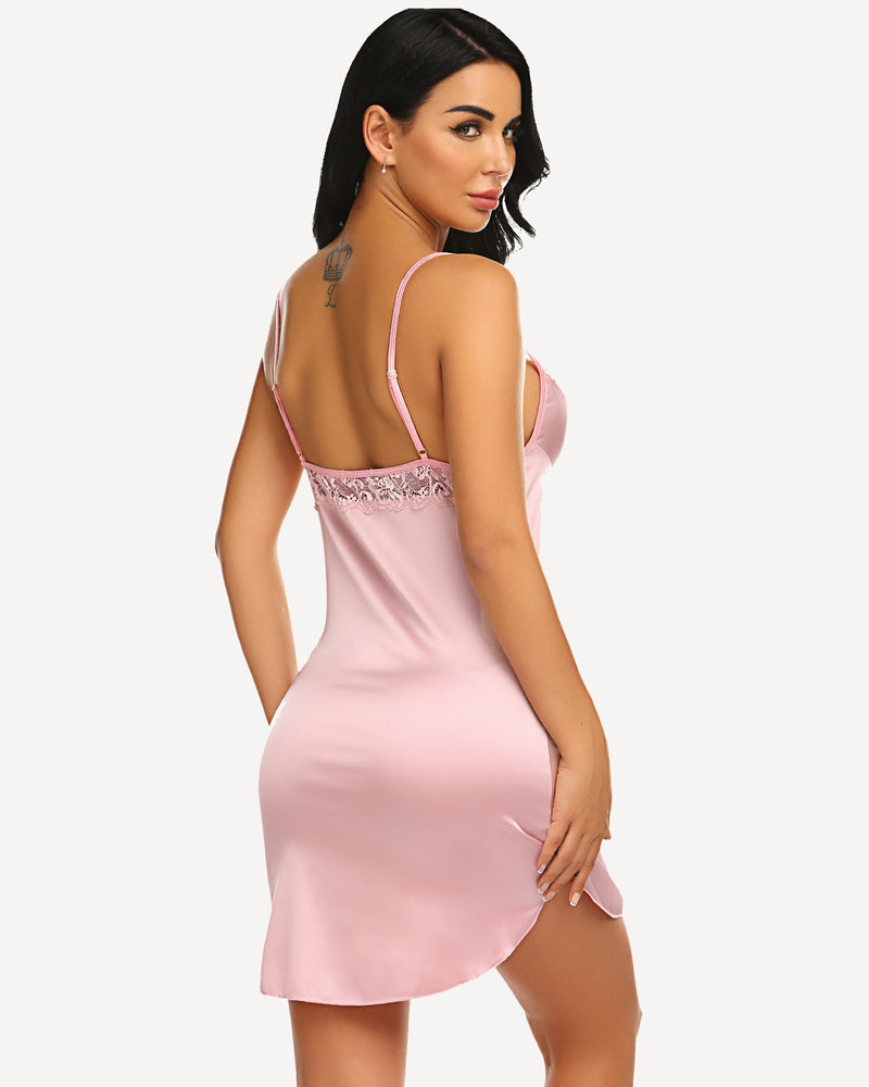 Christmas Satin Lace Full Slip Dress