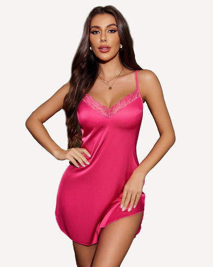 Christmas Satin Lace Full Slip Dress