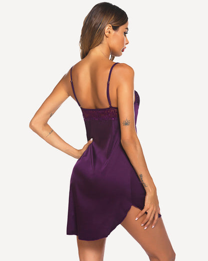 Christmas Satin Lace Full Slip Dress