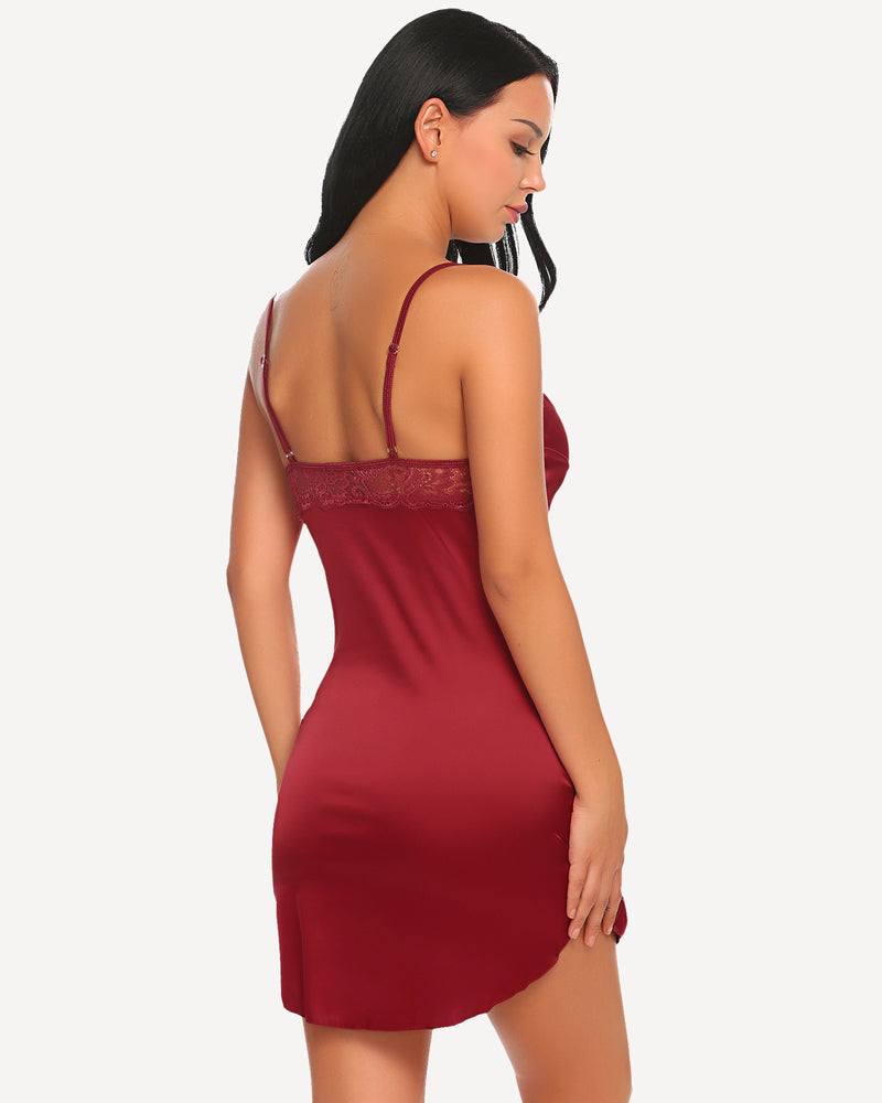 Christmas Satin Lace Full Slip Dress