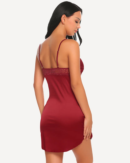 Christmas Satin Lace Full Slip Dress