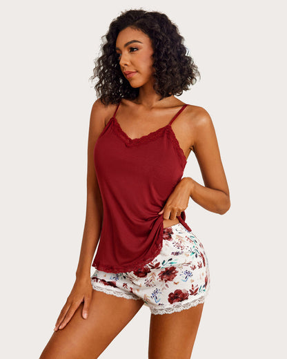 Cami Lace Trim Short PJ Set
