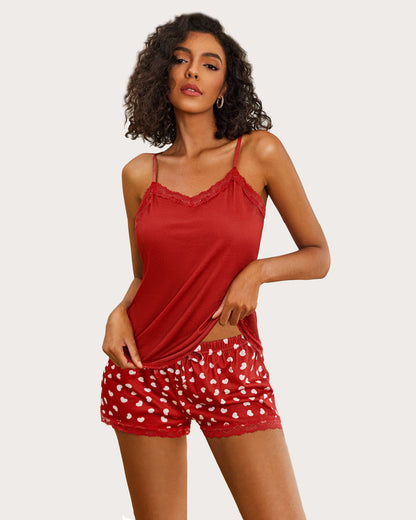 Cami Lace Trim Short PJ Set