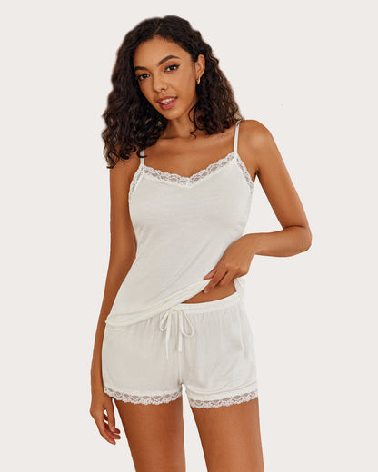 Cami Lace Trim Short PJ Set