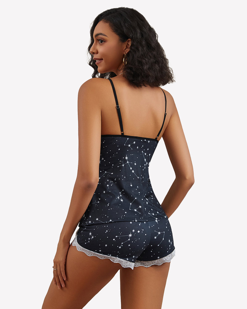 Cami Set Lace Trim Short Pjs Sets
