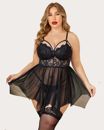 Plus Size Mesh Babydolls