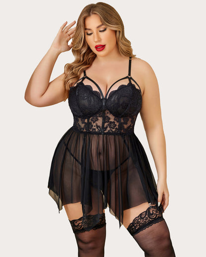 Plus Size Mesh Babydolls