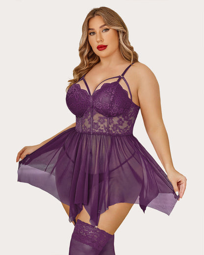 Plus Size Mesh Babydolls
