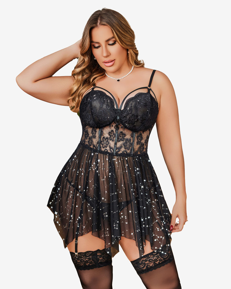 Plus Size Mesh Babydolls