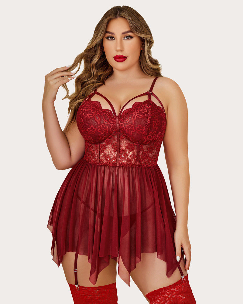 Plus Size Mesh Babydolls
