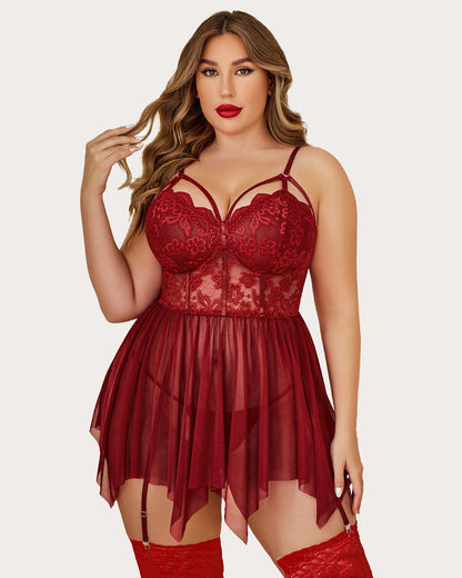 Plus Size Mesh Babydolls
