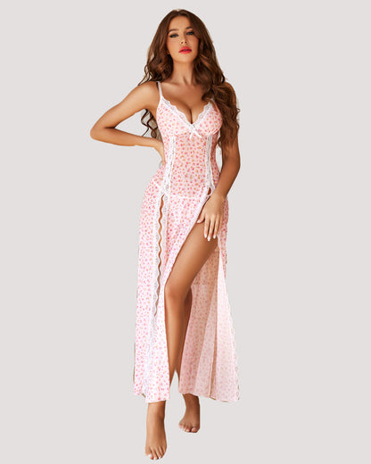 Christmas High Slit Mesh Nightdress