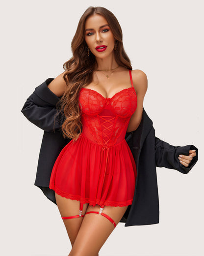 Christmas Lingerie Lace Babydoll