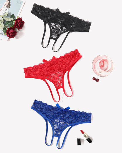 Lace Panties Hollow Out Rear Bowknot Briefs