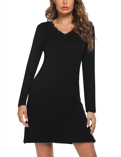 Long Sleeve Nightgowns Lace Night Dress (US Only)
