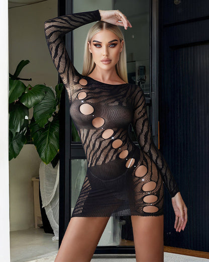 Hollow Rhinestones Bodycon Mini Dresses